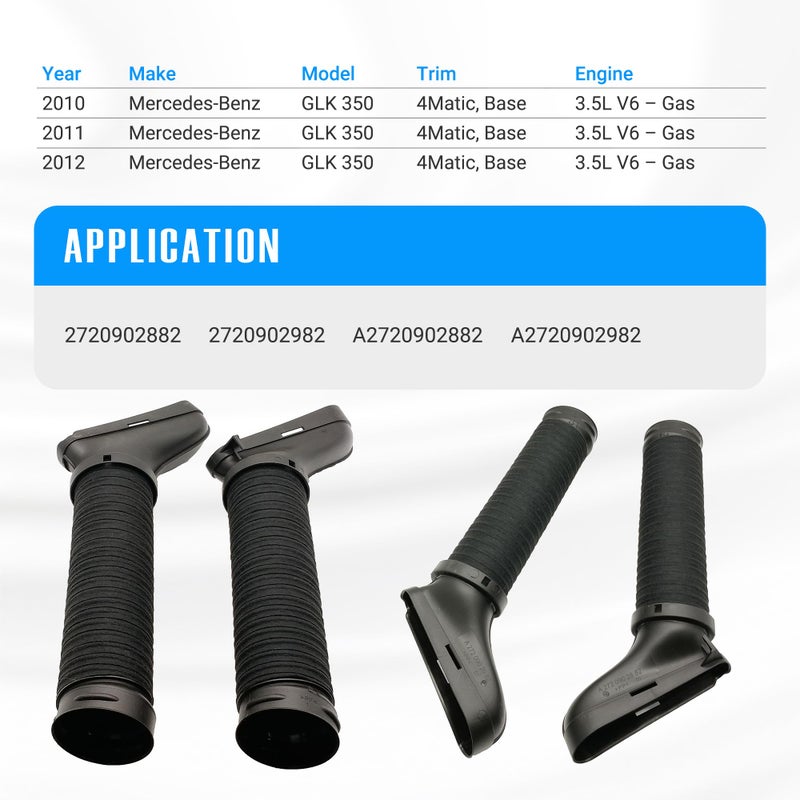 NOVAPARTS 2PCS Air Cleaner Intake Duct Hose Right + Left Side 2720902982 2720902882 for 2010 2011 2012 Mercedes GLK350 Base 4Matic 3.5L - Image 5